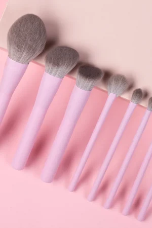 Pink Makeup Brushes Set Synthetic Hair Vegan 8 Pcs Foundation Eye Shadows Blending Powder Make Up Brush Kit Tool