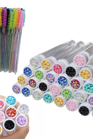 50Pcs Eyelash Brushes Tubes With Lash Mascara Wands Eyebrow Comb Spoolies Container Disposable Makeup Tool Applicator